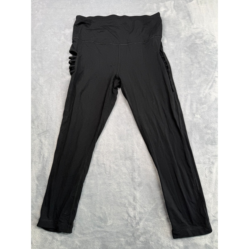 90 Degree By Reflex Leggings Womens Large Black Cutout High Waisted Yoga Workout